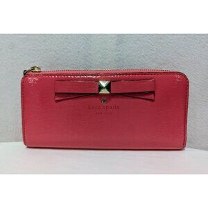Kate Spade Beacon Court Lacey L-Zip Wallet Textured Patent Leather Bow PWRU3567